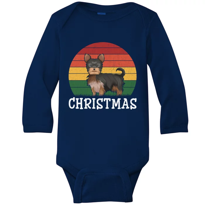 Matching Holiday Outfits Retro Yorkshire Terrier Christmas Gift Baby Long Sleeve Bodysuit