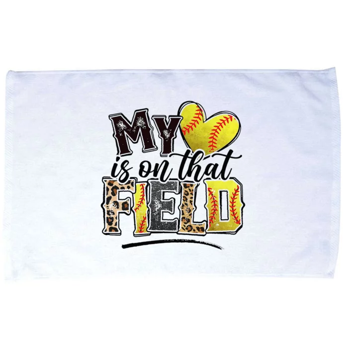 My Heart On That Field Leopard Softball Mama Mom Mothers Day Microfiber Hand Towel