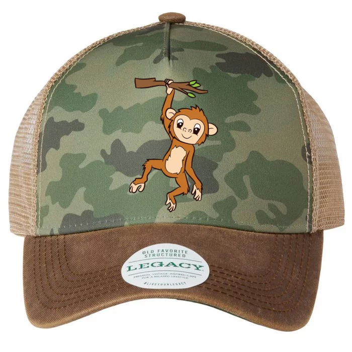 Monkey Hanging On Branch Ape Cute Monkey Legacy Tie Dye Trucker Hat