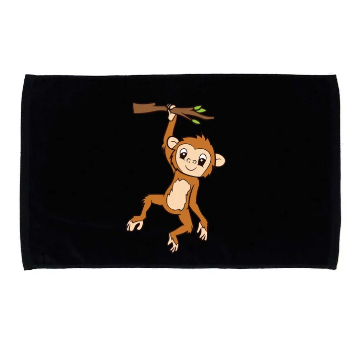 Monkey Hanging On Branch Ape Cute Monkey Microfiber Hand Towel