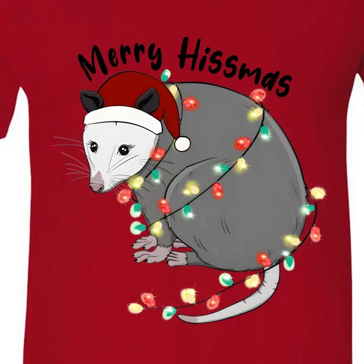 Merry Hissmas Opossum Christmas V-Neck T-Shirt