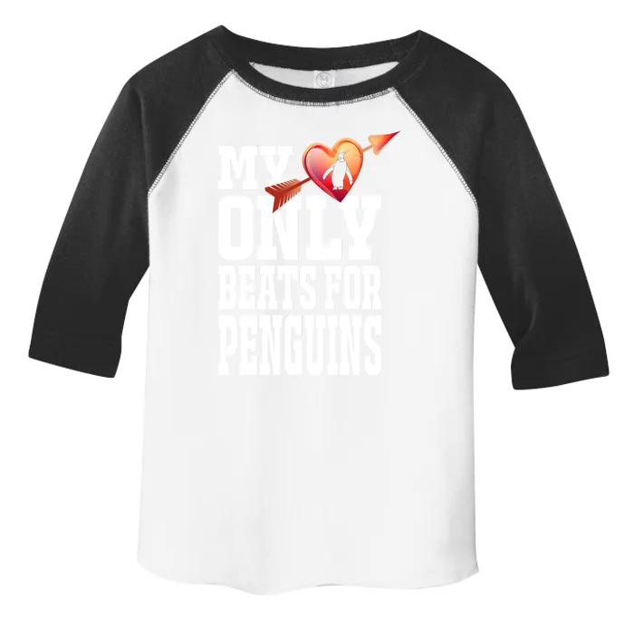 My Heart Only Beats For Penguins Funny Valentines Day Gift Funny Gift Toddler Fine Jersey T-Shirt