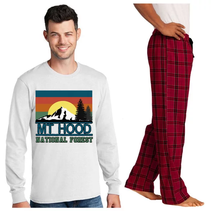 Mt Hood Oregon National Forest Trees Retro Long Sleeve Pajama Set