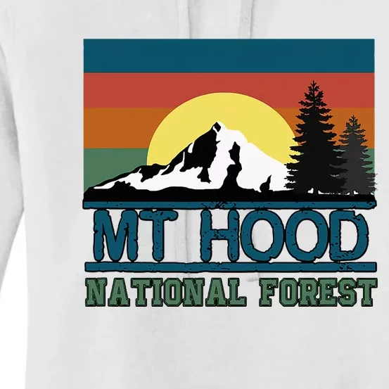 Mt Hood Oregon National Forest Trees Retro Women's Pullover Hoodie