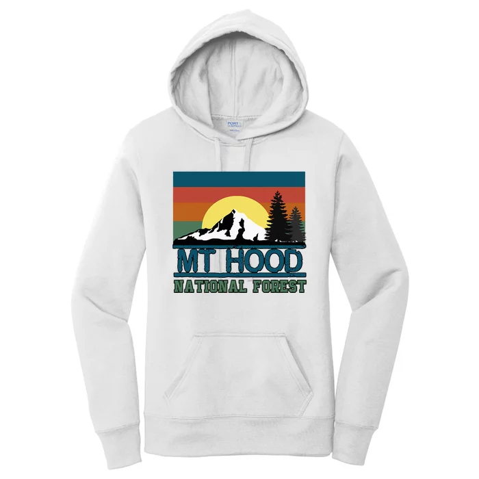 Mt Hood Oregon National Forest Trees Retro Women's Pullover Hoodie