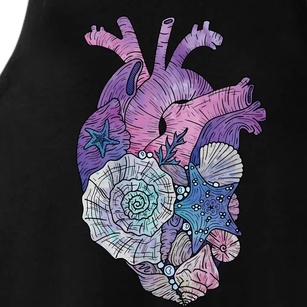 Mermaids Heart  Ocean Inspired Illustration Ladies Tri-Blend Wicking Tank