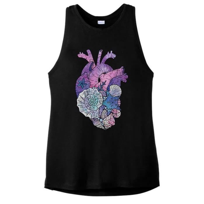 Mermaids Heart  Ocean Inspired Illustration Ladies Tri-Blend Wicking Tank