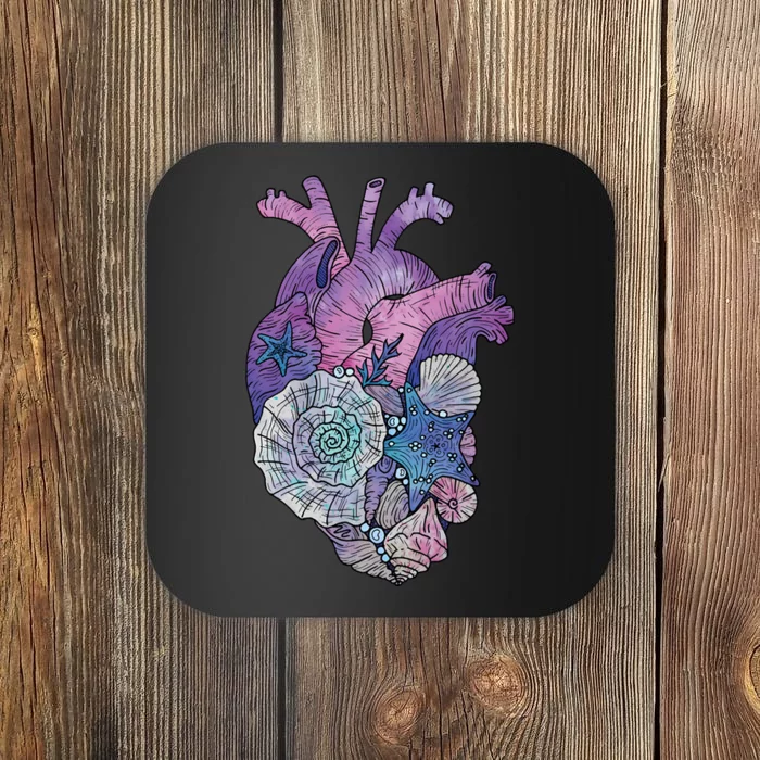 Mermaids Heart  Ocean Inspired Illustration Coaster