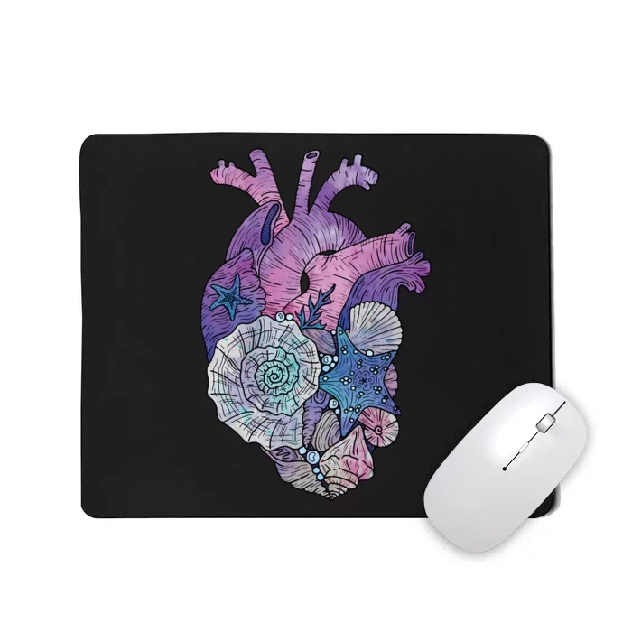 Mermaids Heart  Ocean Inspired Illustration Mousepad