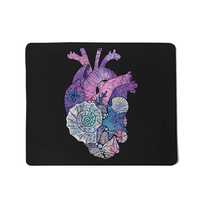 Mermaids Heart  Ocean Inspired Illustration Mousepad