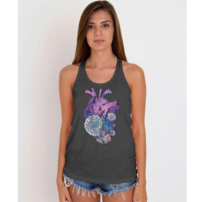 Mermaids Heart  Ocean Inspired Illustration Women's Knotted Racerback Tank