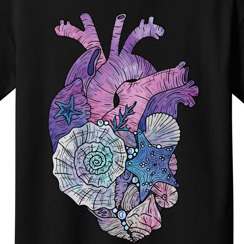 Mermaids Heart  Ocean Inspired Illustration Kids T-Shirt