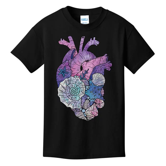 Mermaids Heart  Ocean Inspired Illustration Kids T-Shirt