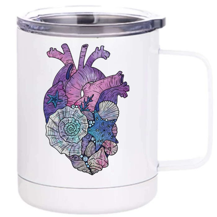 Mermaids Heart  Ocean Inspired Illustration Front & Back 12oz Stainless Steel Tumbler Cup