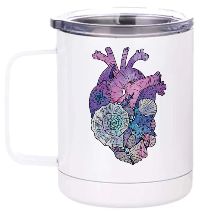 Mermaids Heart  Ocean Inspired Illustration Front & Back 12oz Stainless Steel Tumbler Cup