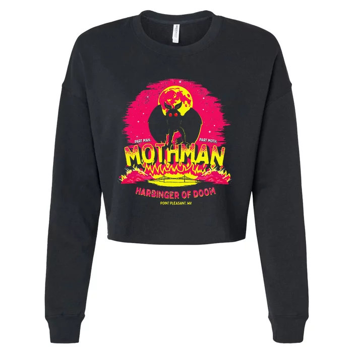 Mothman Harbinger Of Doom! Funny Cute Cryptid Creature Cropped Pullover Crew