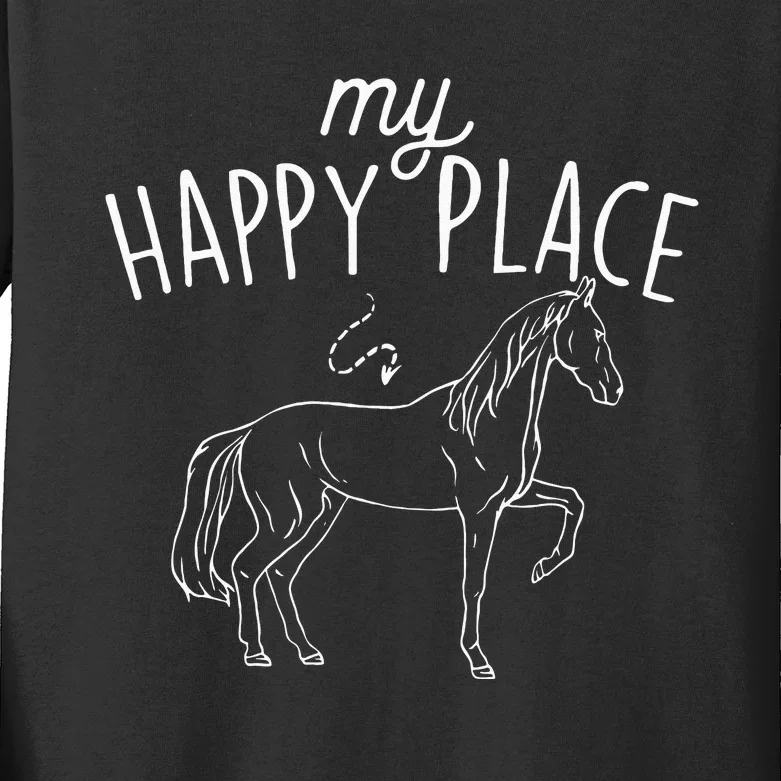 My Happy Place Horse Lover Equestrian Horseback Rider Kids Long Sleeve Shirt