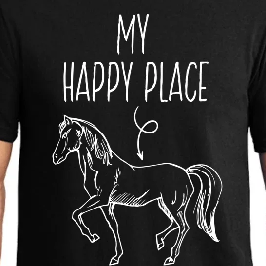 My Happy Place Horse Lover Funny Gift Horseback Riding Equestrian Meaningful Gif Pajama Set