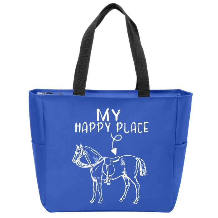 My Happy Place Horse Lover Horseback Riding Equestrian Gift Zip Tote Bag