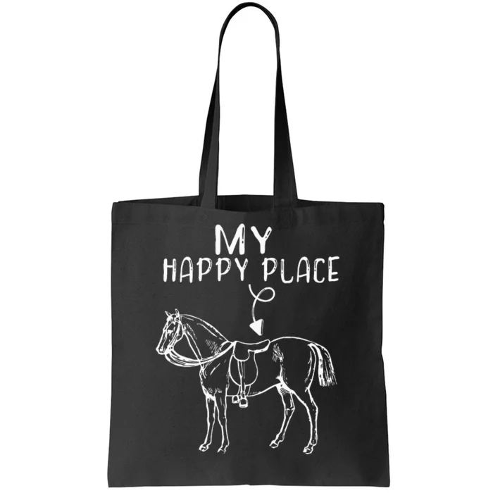 My Happy Place Horse Lover Horseback Riding Equestrian Gifts Tote Bag