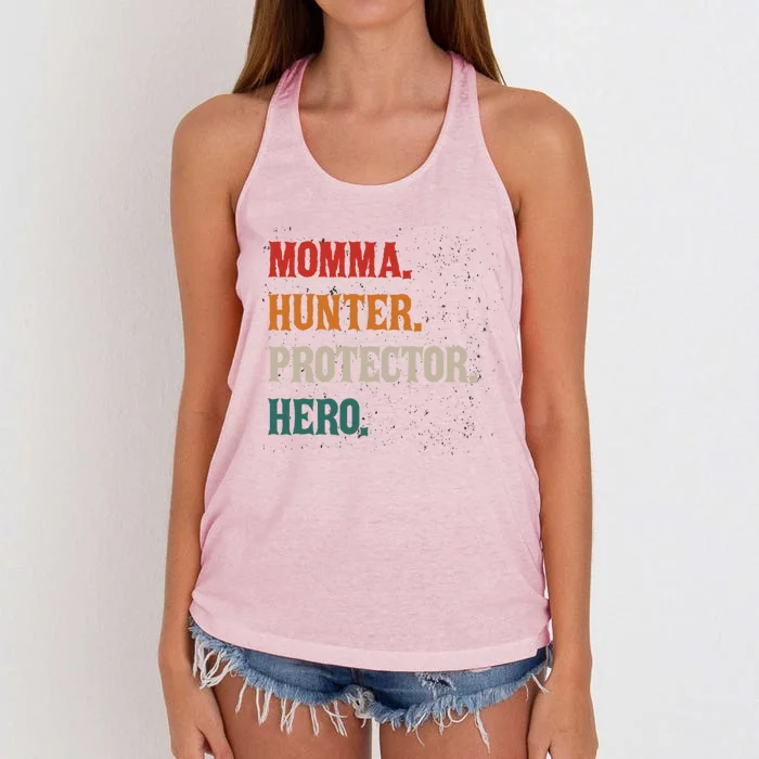 Momma Hunter Protector Hero Mom Mama Hunting Funny Gift Women's Knotted Racerback Tank