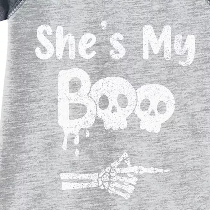 Matching Halloween Pajama Couples She’S My Boo Skull Face Infant Baby Jersey Bodysuit