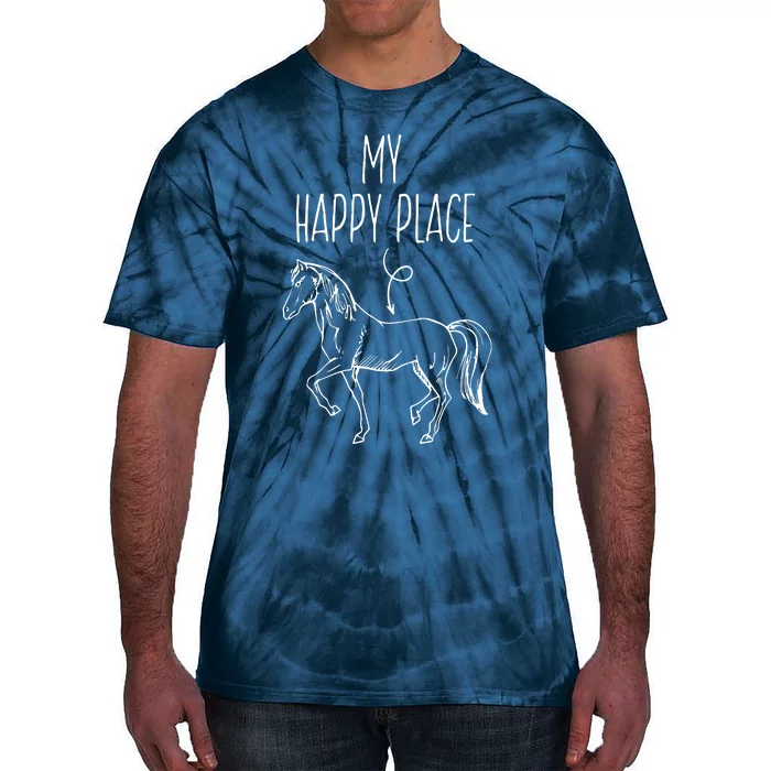 My Happy Place Horse Lover Gifts Horseback Riding Equestrian Tie-Dye T-Shirt