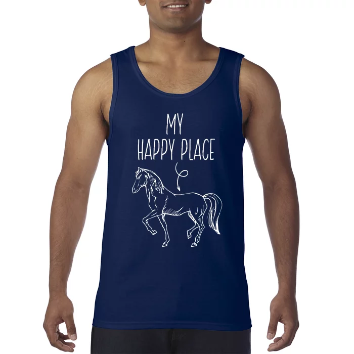 My Happy Place Horse Lover Gifts Horseback Riding Equestrian Tank Top