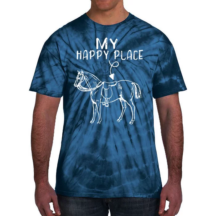 My Happy Place Horse Lover Horseback Riding Equestrian Tie-Dye T-Shirt