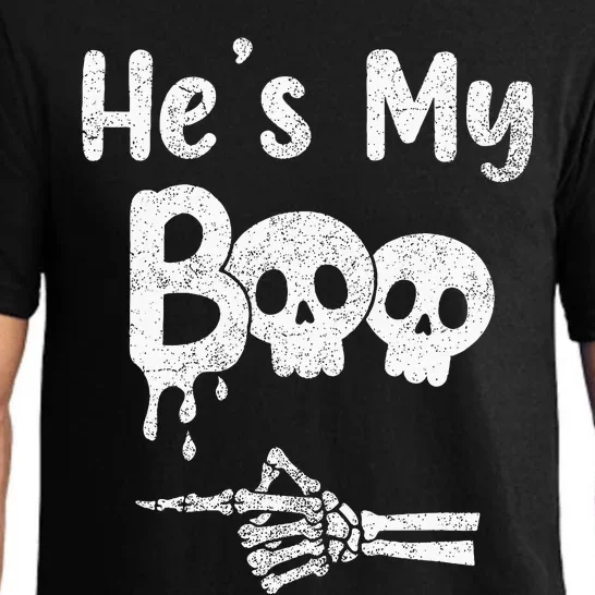 Matching Halloween Pajama Couples HeS My Boo Skull Face Pajama Set