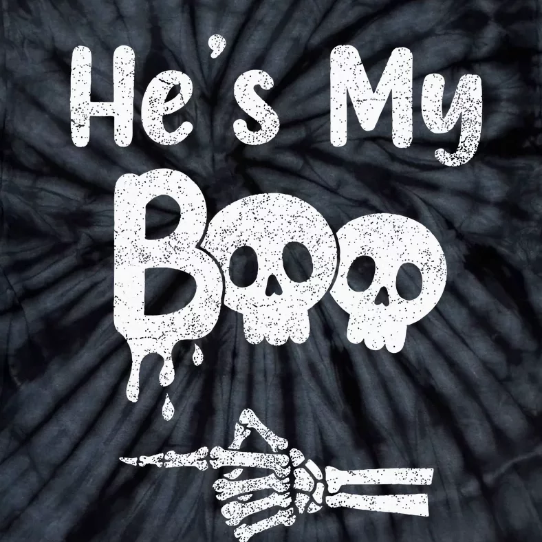 Matching Halloween Pajama Couples HeS My Boo Skull Face Tie-Dye T-Shirt