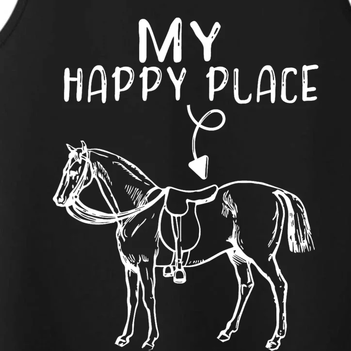 My Happy Place Horse Lover Horseback Riding Equestrian Gifts Performance Tank