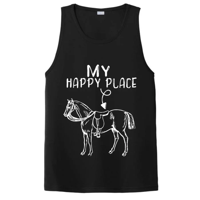 My Happy Place Horse Lover Horseback Riding Equestrian Gifts Performance Tank