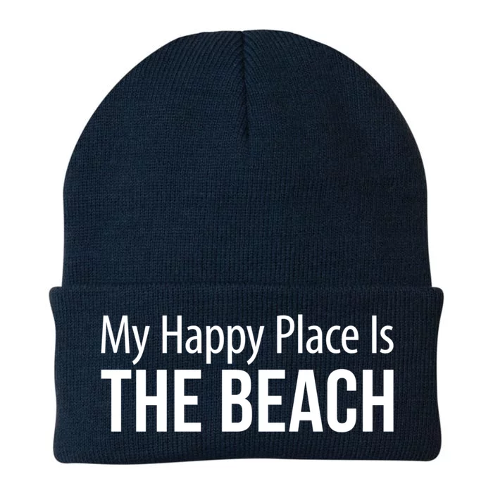 My Happy Place Is The Beach Cute Gift Knit Cap Winter Beanie