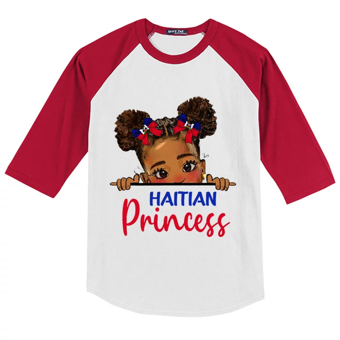 Melanin Haitian Princess Haiti Flag Kids Colorblock Raglan Jersey