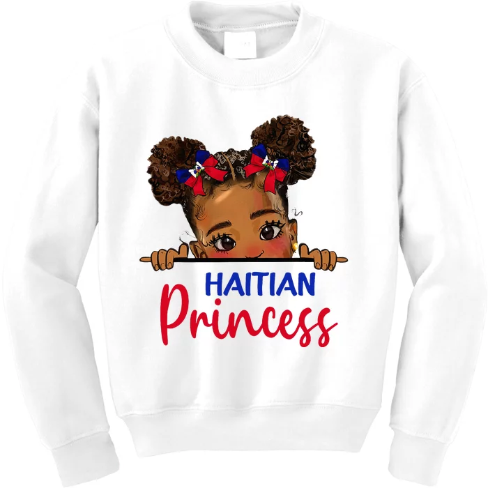 Melanin Haitian Princess Haiti Flag Kids Sweatshirt