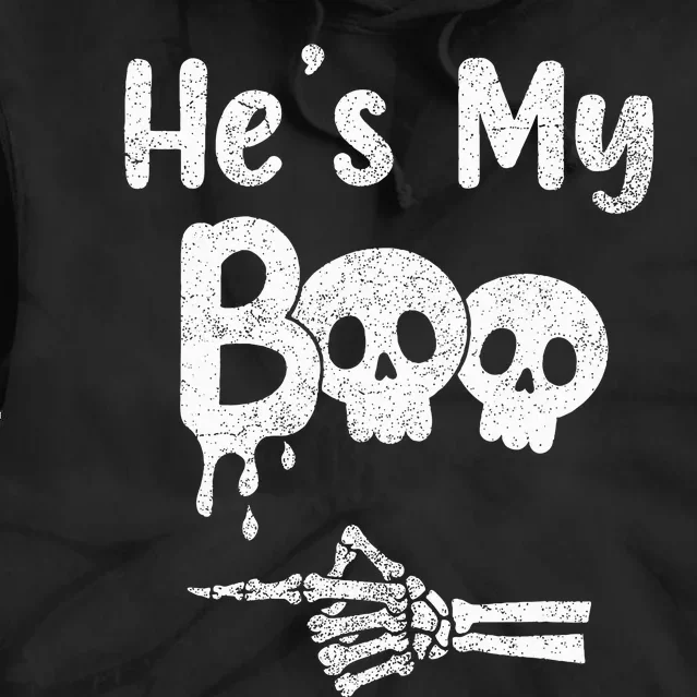 Matching Halloween Pajama Couples HeS My Boo Skull Face Tie Dye Hoodie