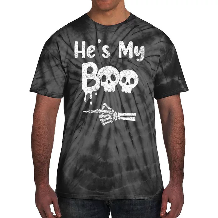 Matching Halloween Pajama Couples HeS My Boo Skull Face Tie-Dye T-Shirt