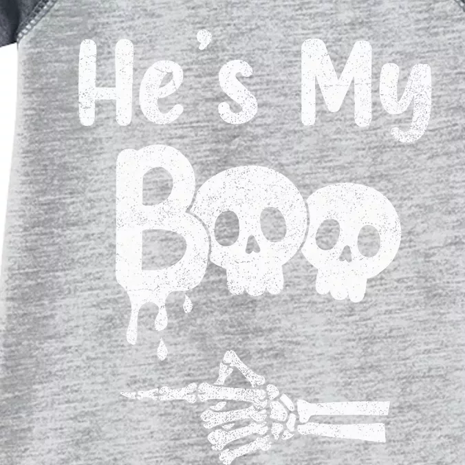 Matching Halloween Pajama Couples HeS My Boo Skull Face Infant Baby Jersey Bodysuit