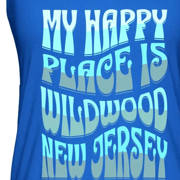 My Happy Place Is Wildwood New Jersey Ocean Beach Vacation Gift Ladies Essential Flowy Tank