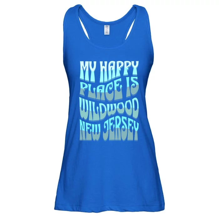 My Happy Place Is Wildwood New Jersey Ocean Beach Vacation Gift Ladies Essential Flowy Tank