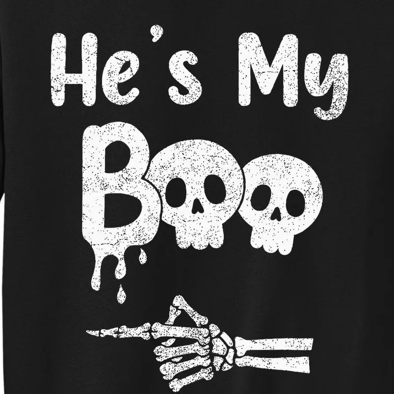 Matching Halloween Pajama Couples HeS My Boo Skull Face Tall Sweatshirt