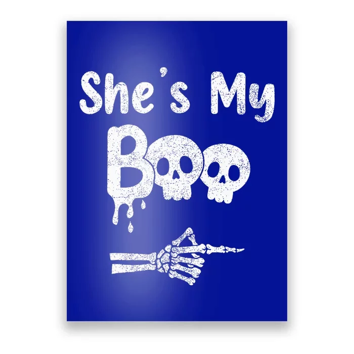 Matching Halloween Pajama Couples She’S My Boo Skull Face Poster