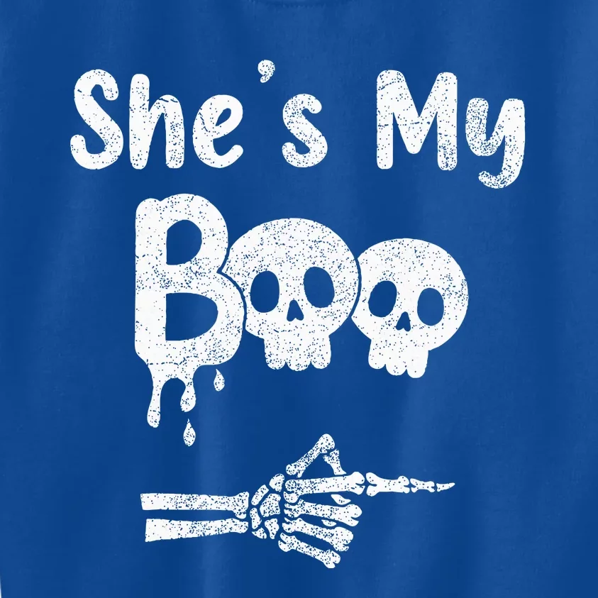 Matching Halloween Pajama Couples She’S My Boo Skull Face Kids Sweatshirt