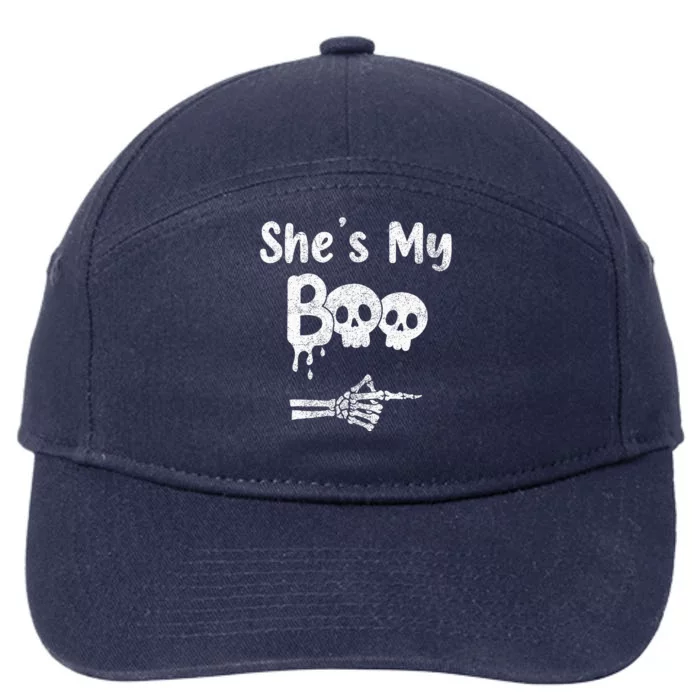 Matching Halloween Pajama Couples She’S My Boo Skull Face 7-Panel Snapback Hat