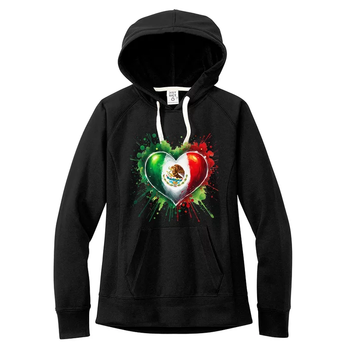 Mexico Heart Patriotic Mexico Flag Mexican Women's Fleece Hoodie