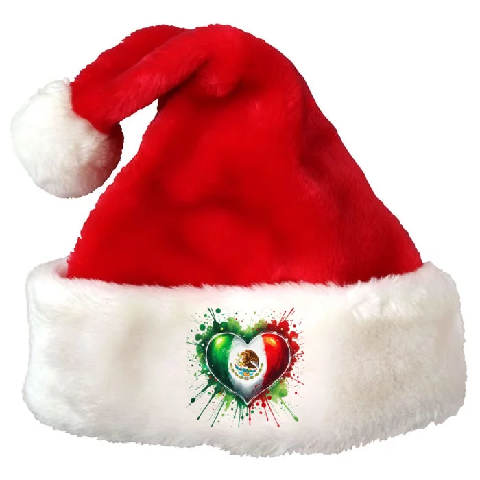 Mexico Heart Patriotic Mexico Flag Mexican Premium Christmas Santa Hat