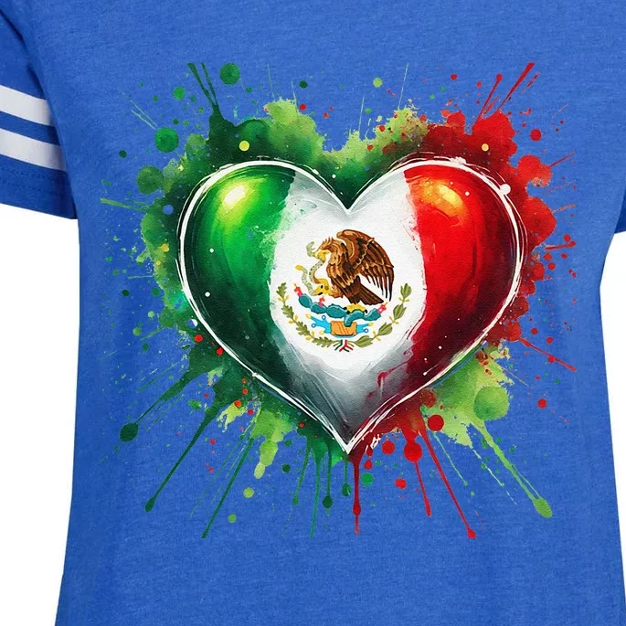 Mexico Heart Patriotic Mexico Flag Mexican Enza Ladies Jersey Football T-Shirt