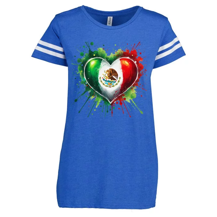 Mexico Heart Patriotic Mexico Flag Mexican Enza Ladies Jersey Football T-Shirt