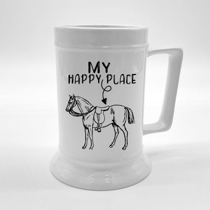 My Happy Place Horse Lover Horseback Riding Equestrian Gift Front & Back Beer Stein